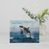 ワイルドでシャチ海Orcaブリーチング 箔シーズンポストカード (立ち正面)