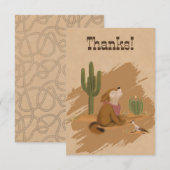 ワイルドでファンキーなカウボーイ砂漠動物パーティー サンキューカード (正面/裏面)