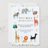 ワイルドでファンシーな2歳の誕生日 招待状 (正面)