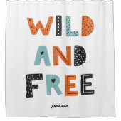 ワイルドでフリー |ドードルレター シャワーカーテン (正面)