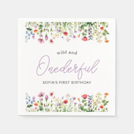 ワイルドでワンダフルなワイルドフラワー 1歳の誕生日 スタンダードカクテルナプキン