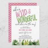 ワイルドでワンダフルな女の子のベビーシャワー 招待状 (正面/裏面)