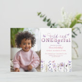 ワイルドでワンダフルな1歳の誕生日写真招待状 招待状 (スタンド正面)