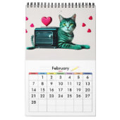 ワイルドで変な猫の不細工アート AIスロップ サイケデリック・ユーモア カレンダー (2月 2027)