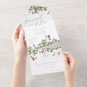 ワイルドで幻想的な花々と緑 オールインワン招待状 (貼ってはがせる)