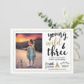 ワイルドで愉快な3歳の写真招待状 招待状 (スタンド正面)