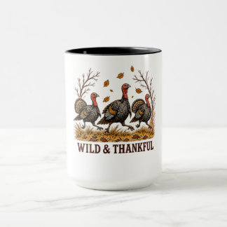 ワイルドで感謝の七面鳥 感謝祭デザイン マグカップ