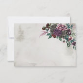 ワイルドで素朴なバーガンディ グレイ フラワー ウェディング 出欠カード (裏面)