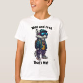 ワイルドで自由だ俺だ!ウルフクールデザインfor Kid Tシャツ (正面)