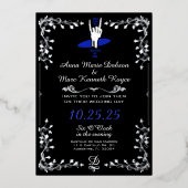 ワイルドで自由、一緒にスケルトンに乗結婚る 箔招待状 (正面)