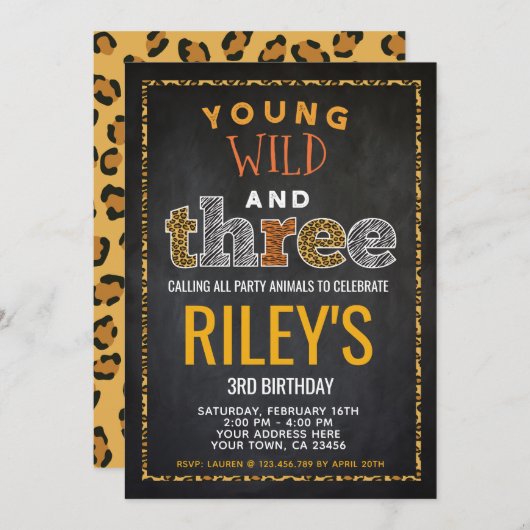 ワイルドで3歳のサファリ 招待状 (正面/裏面)