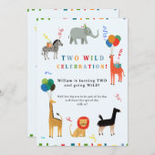 ワイルドとお洒落2歳の誕生日 招待状 (正面/裏面)