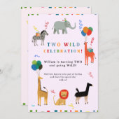 ワイルドとお洒落2歳の誕生日 招待状 (正面/裏面)