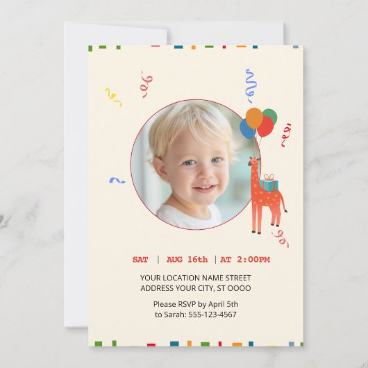 ワイルドとお洒落2歳の誕生日 招待状 (裏面)