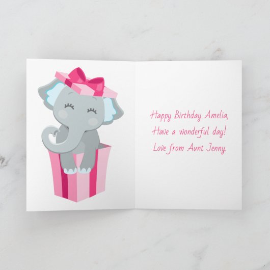 ワイルドとピンクの3歳の若い誕生日 カード (内部)