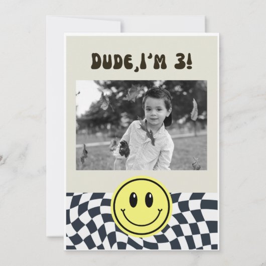 ワイルドと三人レトロ少年3歳 招待状 (裏面)