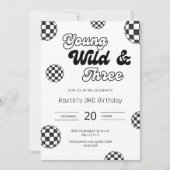 ワイルドと三人レトロ少年3歳 招待状 (正面)