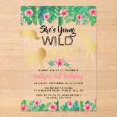 ワイルドと女子3歳の誕生日 アクリル招待状 (正面)