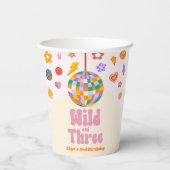 ワイルドと3つのレトロディスコボール3rd誕生日パーティー 紙コップ (裏面)