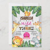 ワイルドと3歳の誕生日の招待サファリ 招待状 (正面)