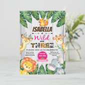 ワイルドと3歳の誕生日の招待サファリ 招待状 (スタンド正面)