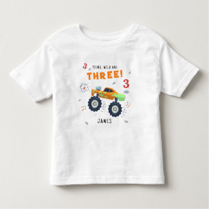 ワイルドと3歳の誕生日キッズモンスターカー トドラーTシャツ