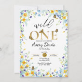 ワイルドなお子様のためのワイルドフラワーと蝶の招待状 招待状 (正面)