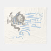 ワイルドなものが引用文の場所 – 青 フリースブランケット (正面(横))