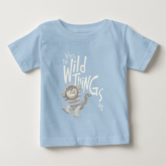ワイルドなものが引用文の場所 – 青 ベビーTシャツ (正面)