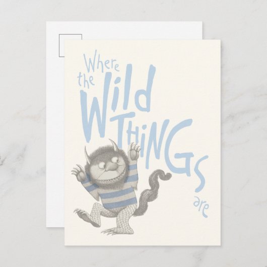 ワイルドなものが引用文の場所 – 青 ポストカード (正面/裏面)