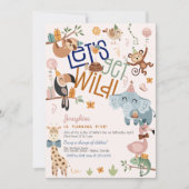 ワイルドなサファリ動物の子供の誕生日パーティー 招待状 (正面)