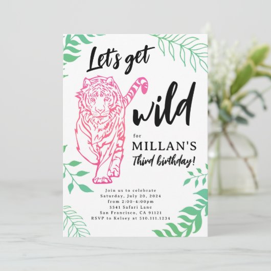 ワイルドなタイガー誕生日パーティーへようこそ 招待状 (スタンド正面)
