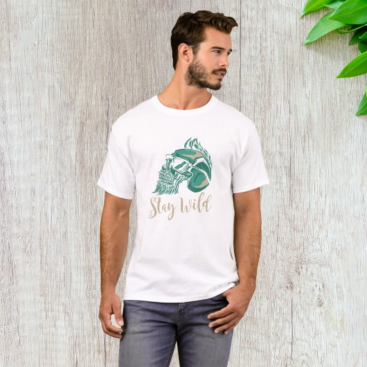 ワイルドなモダン髭 skull tシャツ