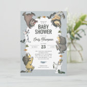 ワイルドなモノがキャラクターの赤ちゃんシャワー 招待状 (スタンド正面)