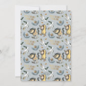 ワイルドなモノがキャラクターの赤ちゃんシャワー 招待状 (裏面)