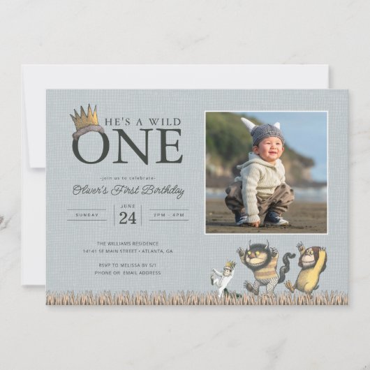 ワイルドなモノが1歳の誕生日を迎える場所 – 写真 招待状 (正面)