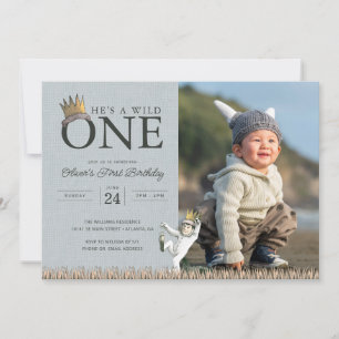 ワイルドなモノが1歳の誕生日を迎える場所 – 写真 招待状