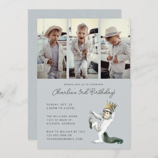 ワイルドなモノの誕生日写真 招待状 (正面/裏面)