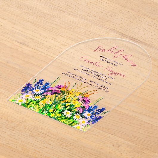 ワイルドな夏の花、結婚式の招待状 アクリル招待状 (レイダウン)