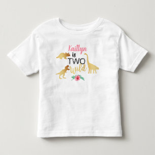 ワイルドな恐竜の女の子たち 2歳の誕生日 トドラーTシャツ