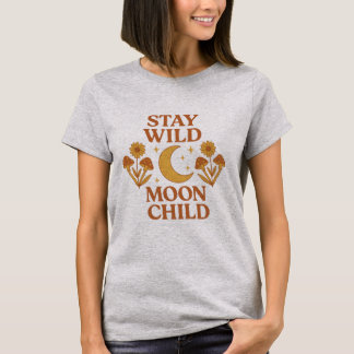 ワイルドな月のお子様 ボホーなレトロTシャツ Tシャツ