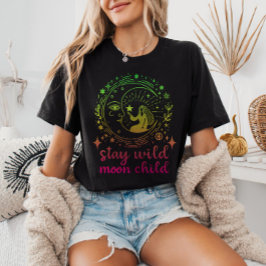 ワイルドな月を生きる子グラデーション天体ウィッチリー Tシャツ