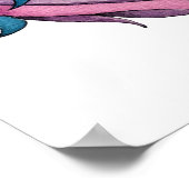 ワイルドな花を水色に咲かせたユニコーン ポスター (角)