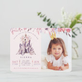 ワイルドな1歳の誕生日写真パーティー招待状。 招待状 (スタンド正面)