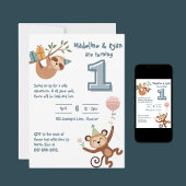 ワイルドな1歳の誕生日招待状 招待状