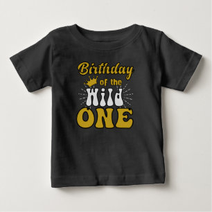 ワイルドな1歳の誕生日 ベビーTシャツ