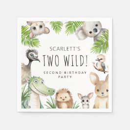 ワイルドな2歳の誕生日パーティ!オーストラリアの動物たち スタンダードカクテルナプキン