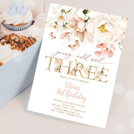 ワイルドな3歳の誕生日 ブルッシュフラワー 招待状