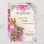 ワイルドにいこう!子供のジャングルパーティー招待状 招待状 (正面/裏面)