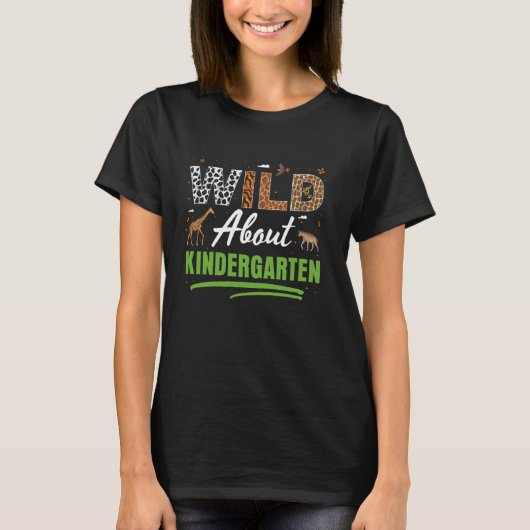 ワイルドについて幼稚園先生学生動物園サファリ Tシャツ (正面)
